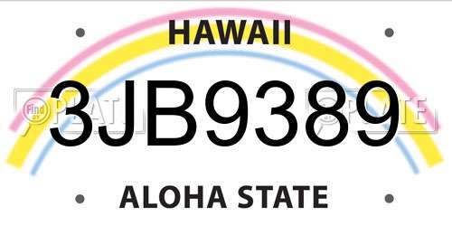 3JB9389 Hawaii License Plate