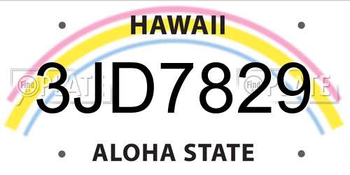 3JD7829 Hawaii License Plate