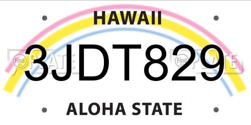 3JDT829 Hawaii License Plate