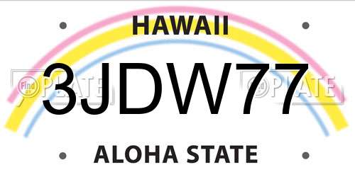 3JDW77 Hawaii License Plate