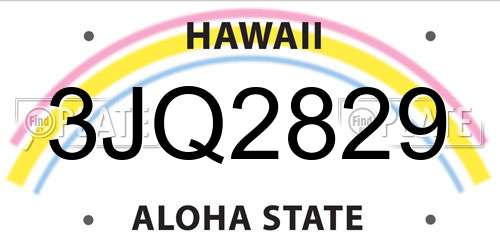 3JQ2829 Hawaii License Plate