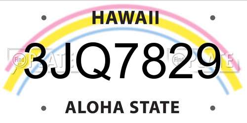 3JQ7829 Hawaii License Plate