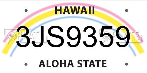 3JS9359 Hawaii License Plate
