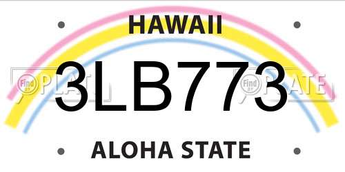 3LB773 Hawaii License Plate