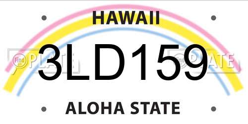 3LD159 Hawaii License Plate