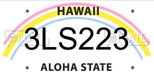 3LS223 Hawaii License Plate