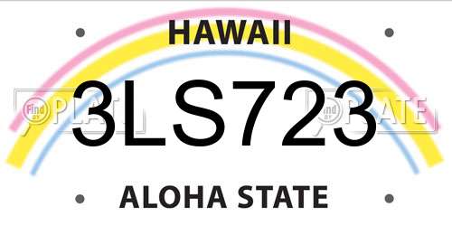 3LS723 Hawaii License Plate