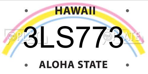 3LS773 Hawaii License Plate