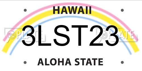 3LST23 Hawaii License Plate