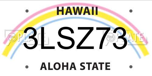 3LSZ73 Hawaii License Plate