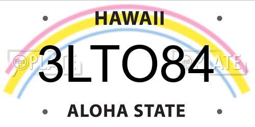 3LTO84 Hawaii License Plate