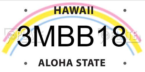 3MBB18 Hawaii License Plate