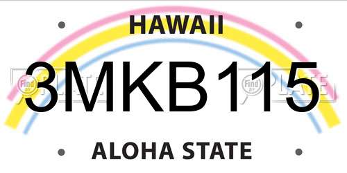 3MKB115 Hawaii License Plate