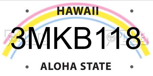 3MKB118 Hawaii License Plate