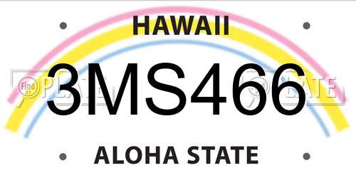 3MS466 Hawaii License Plate