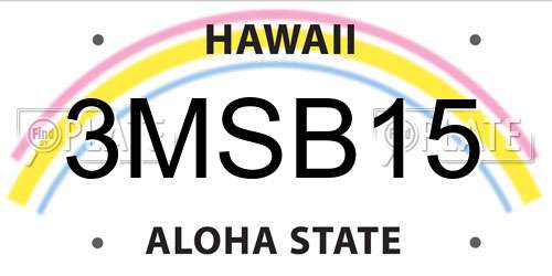 3MSB15 Hawaii License Plate