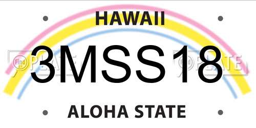 3MSS18 Hawaii License Plate