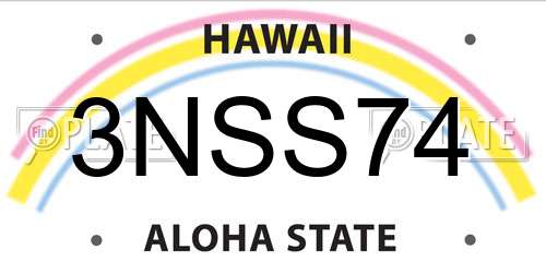 3NSS74 Hawaii License Plate