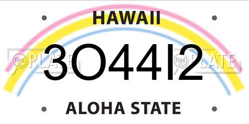3O44I2 Hawaii License Plate