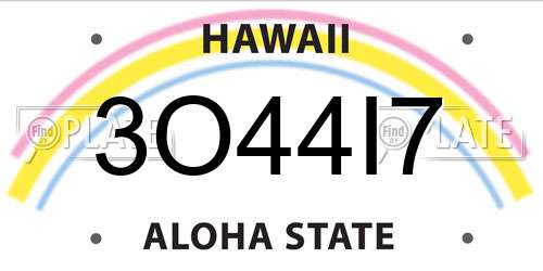 3O44I7 Hawaii License Plate