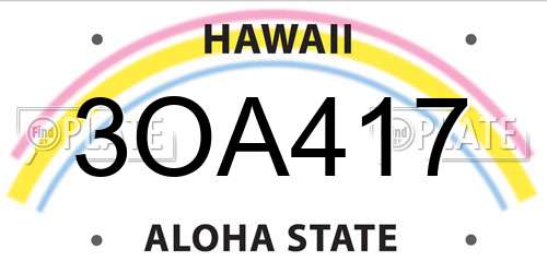 3OA417 Hawaii License Plate