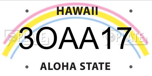 3OAA17 Hawaii License Plate
