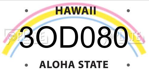 3OD080 Hawaii License Plate
