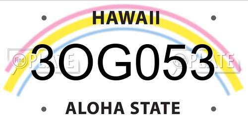 3OG053 Hawaii License Plate