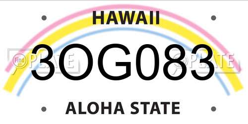 3OG083 Hawaii License Plate