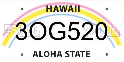 3OG520 Hawaii License Plate
