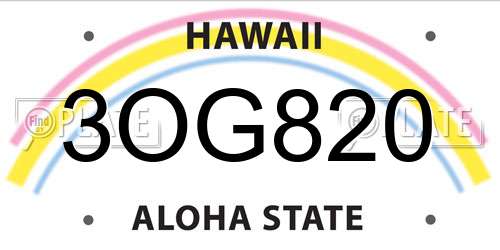 3OG820 Hawaii License Plate