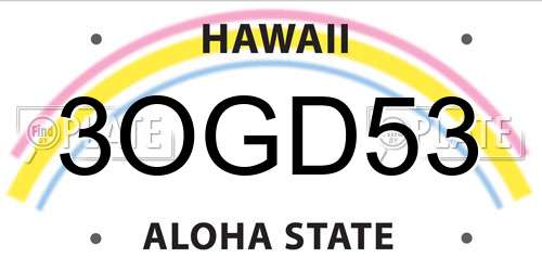 3OGD53 Hawaii License Plate