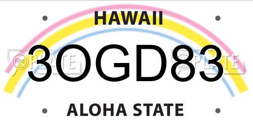 3OGD83 Hawaii License Plate