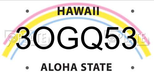 3OGQ53 Hawaii License Plate