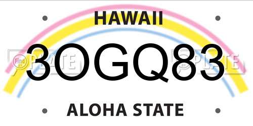 3OGQ83 Hawaii License Plate