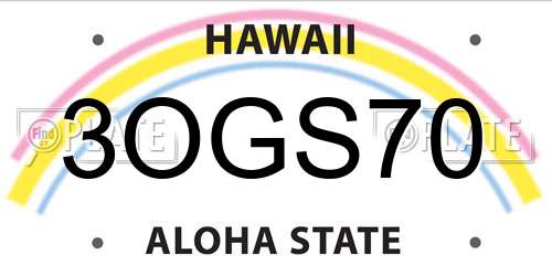 3OGS70 Hawaii License Plate
