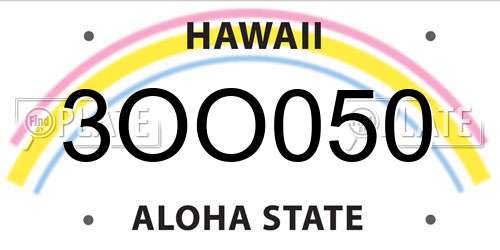 3OO050 Hawaii License Plate