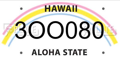 3OO080 Hawaii License Plate