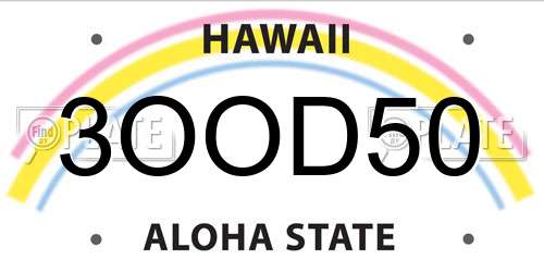 3OOD50 Hawaii License Plate