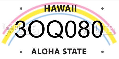 3OQ080 Hawaii License Plate