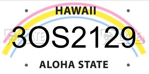 3OS2129 Hawaii License Plate
