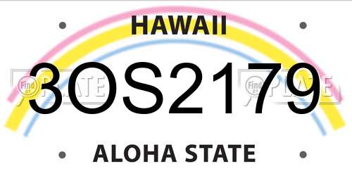 3OS2179 Hawaii License Plate