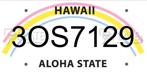 3OS7129 Hawaii License Plate