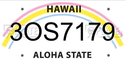 3OS7179 Hawaii License Plate