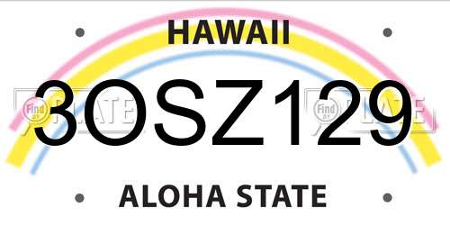 3OSZ129 Hawaii License Plate