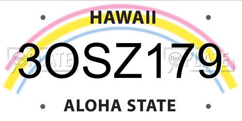 3OSZ179 Hawaii License Plate