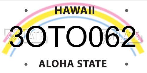 3OTO062 Hawaii License Plate