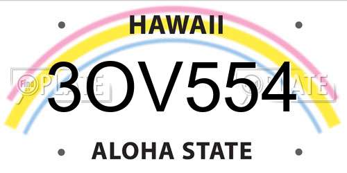 3OV554 Hawaii License Plate