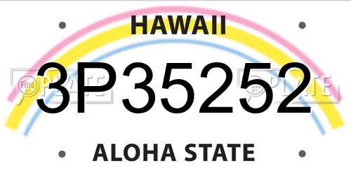 3P35252 Hawaii License Plate