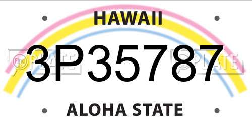 3P35787 Hawaii License Plate